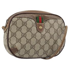 Borsa Sherry Line GG Supreme Web di GUCCI in PVC Beige e Oro 89 02 066 Auth 173850