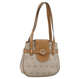 Borsa a spalla in tela a nido d'ape PVC beige oro Christian Dior Auth ka2895
