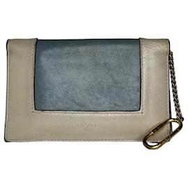 Céline Porte-clés en cuir vintage Celine Paris, bleu et blanc