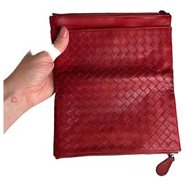 Vintage Bottega Veneta Intrecciato Leather Card Holder Wallet Red