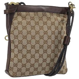 Sac à bandoulière GG Canvas Gucci Beige Or 109106 Auth 173911