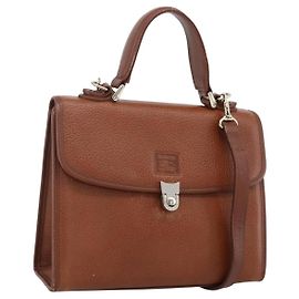 Borsa a mano Burberry in pelle 2 vie marrone oro Auth hk3526