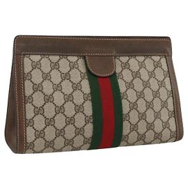 Borsa Sherry Line GG Supreme Web di GUCCI in PVC beige e rosso 64 014 2125 28 Auth ka2940