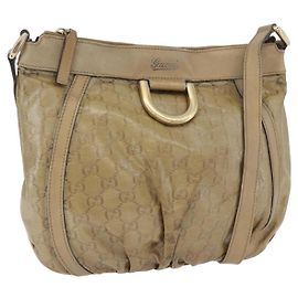 GUCCI GG Crystal Schultertasche Beige Gold 203257 Auth LNZ124