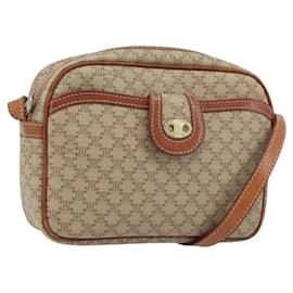 Céline Borsa a Spalla in Tela Macadam CELINE PVC Beige Oro Auth LNZ569