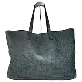 Borsa tote in pelle con stampa coccodrillo vintage Emilio Pucci nera
