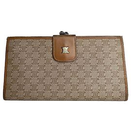 Céline Cartera de cuero monograma Triomphe Celine Paris vintage beige marrón