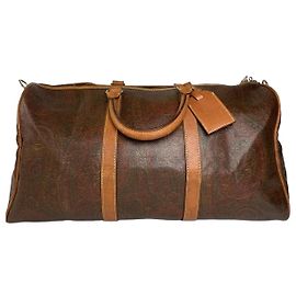 Borsa da viaggio in pelle monogramma paisley vintage Etro arancione marrone