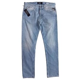 Autre Marque REPLAY Superior Standard GROVER Jeans Dritti Autentici in Denim Blu, taglia 32 / 34