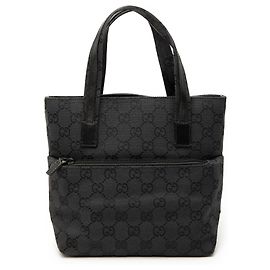 Borsa a mano in tela GG nera Gucci