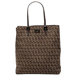 Fendi Braune Zucchino Canvas Tasche