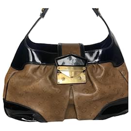 Borsa a mano Louis Vuitton Polly Monogram in Pelle Marrone Nero