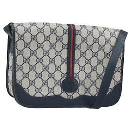 GUCCI Micro GG Supreme Sherry Line Tasche aus PVC Navy Gold 001 113 0551 Auth LNZ556