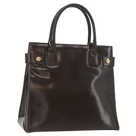 Borsa a mano GUCCI in pelle verniciata marrone oro Auth 172303