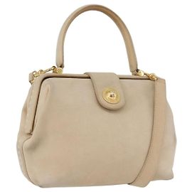 Céline Borsa a mano CELINE in pelle 2 in 1 beige oro Auth 166991