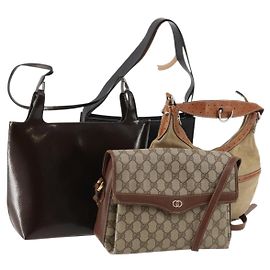 Bolso Gucci GG Canvas Micro GG Supreme PVC 4 piezas Beige Marrón Negro Auth mr2102