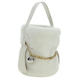 PRADA Borsa a Mano Pelliccia Bianca Oro Auth 173332SM