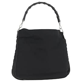 Borsa a Spalla Gucci Bamboo Nylon Nero Argento 001 1577 Auth 173951