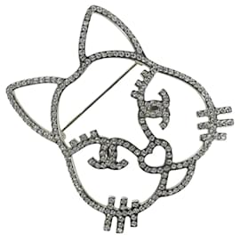 Spilla Gatto CHANEL metallo Argento CC Auth ARZ169M - Chanel