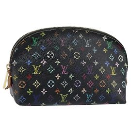 LOUIS VUITTON Multicolor Pochette Cosmetic Pouch Black M47355 LV Auth bs33786