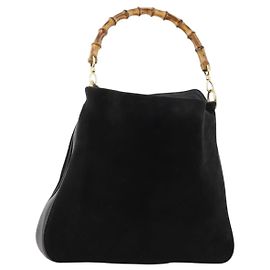 Borsa a Spalla in Pelle Gucci Bamboo Nera Oro 001 1998 1577 Auth 172308
