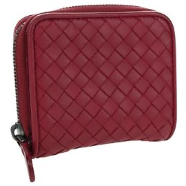 Bottega Veneta Portafoglio Compatto Rotondo INTRECCIATO in Pelle Rosa Auth am10894V