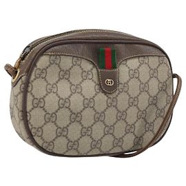 Gucci Borsa GG Supreme Web Sherry Line in PVC beige e oro 007 58 6112 Auth LNZ553