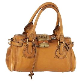 Chloé Chloe Paddington Handtasche aus braunem Leder mit Gold Auth am10564V