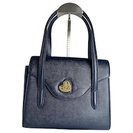 Borsa in pelle vintage Courreges blu navy