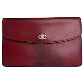 Céline Clutch in pelle Triomphe vintage Celine Paris / Porta carte / Portafoglio Rosso