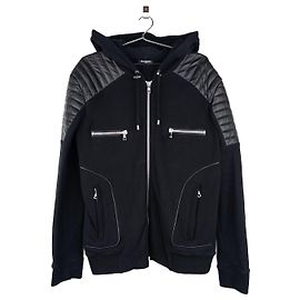 Balmain por Olivier Rousteing Sudadera con capucha de cuero con cremallera de motociclista de los años 2010