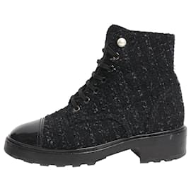 Stivali in tweed nero - taglia EU 38,5 (UK 5,5) - Chanel