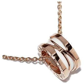 Bulgari Collana Pendente Bvlgari B.zero1 in Oro Rosa Au750 e Ceramica Bianca