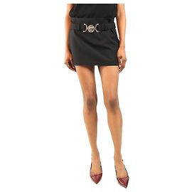 Versace Falda mini negra con cinturón - talla UK 8