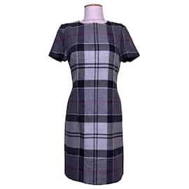 Barbour Kleid aus grauer Wolle mit Tartan Muster