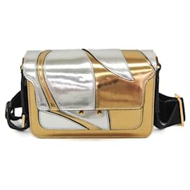 Borsa Marni Trunk Mini in pelle oro e argento
