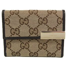 Cartera tri-fold para mujer Gucci en lona GG y cuero