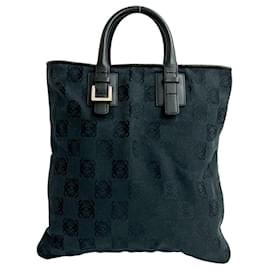 Loewe schwarze Canvas-Leder-Handtasche