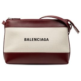 Borsa a tracolla in tela marrone con logo Balenciaga