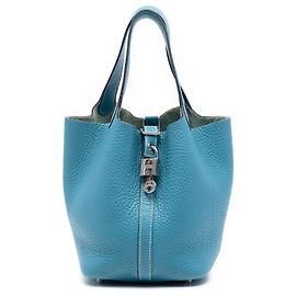 Hermès Picotin Lock 18 in pelle Clemence blu