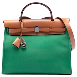 Hermès Borsa Herbag Zip 31 Verde Toile