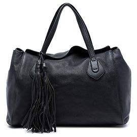 Borsa a tracolla in pelle nera martellata Gucci