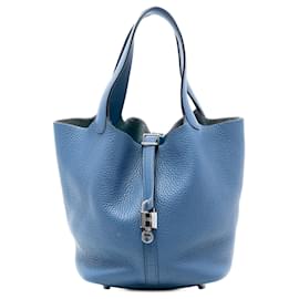 Hermès Picotin Lock 22 in Pelle Clemence Blu