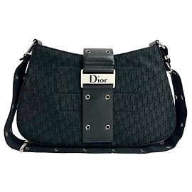 Bolsa de ombro em padrão Trotter preto Christian Dior