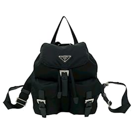 Prada Nylon- und Leder-Rucksack mit Dreieckslogo