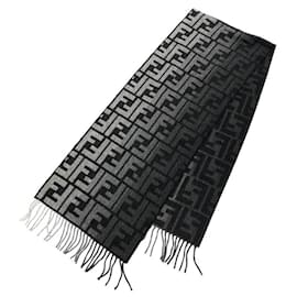 Fendi Zucca FF Schal in Schwarz und Grau