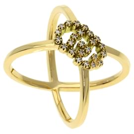 Anello Gucci GG Running in oro giallo 18K con diamanti