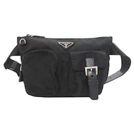 Borsa a tracolla in nylon nero Prada