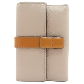 Cartera bi-fold Loewe en piel beige