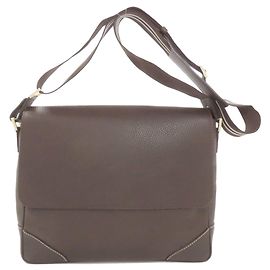 Alfred Dunhill Bolso de Hombro Dunhill Logo en Cuero Marrón Oscuro